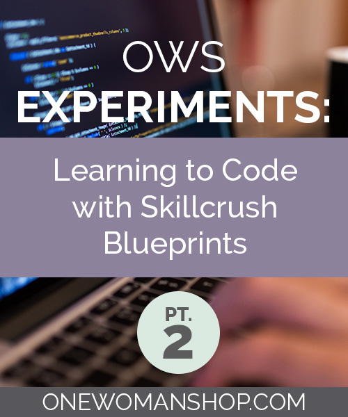 One Woman Shop Experiments: Learning to Code with Skillcrush, Part II